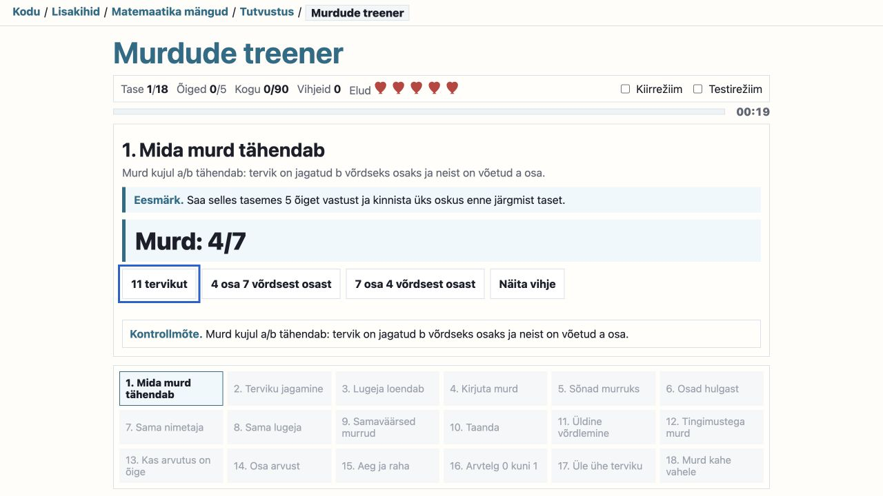Murdude treeneri ülesandevaade