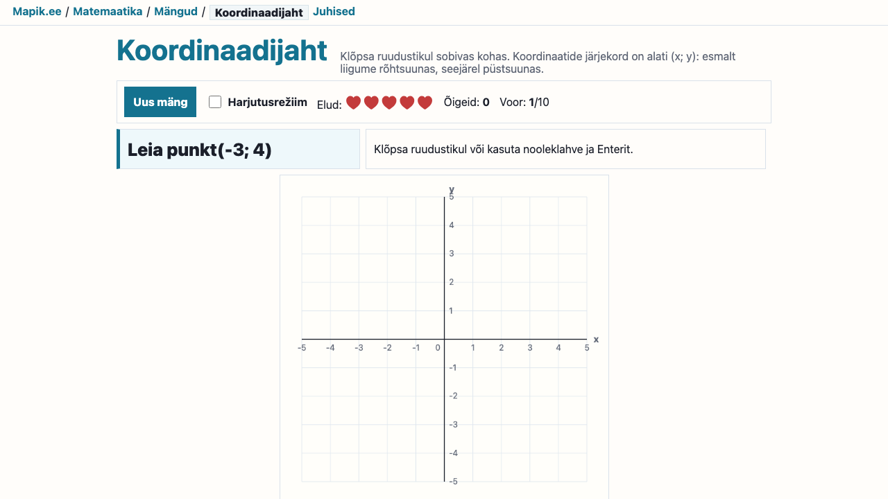 „Koordinaadijaht“ vaade