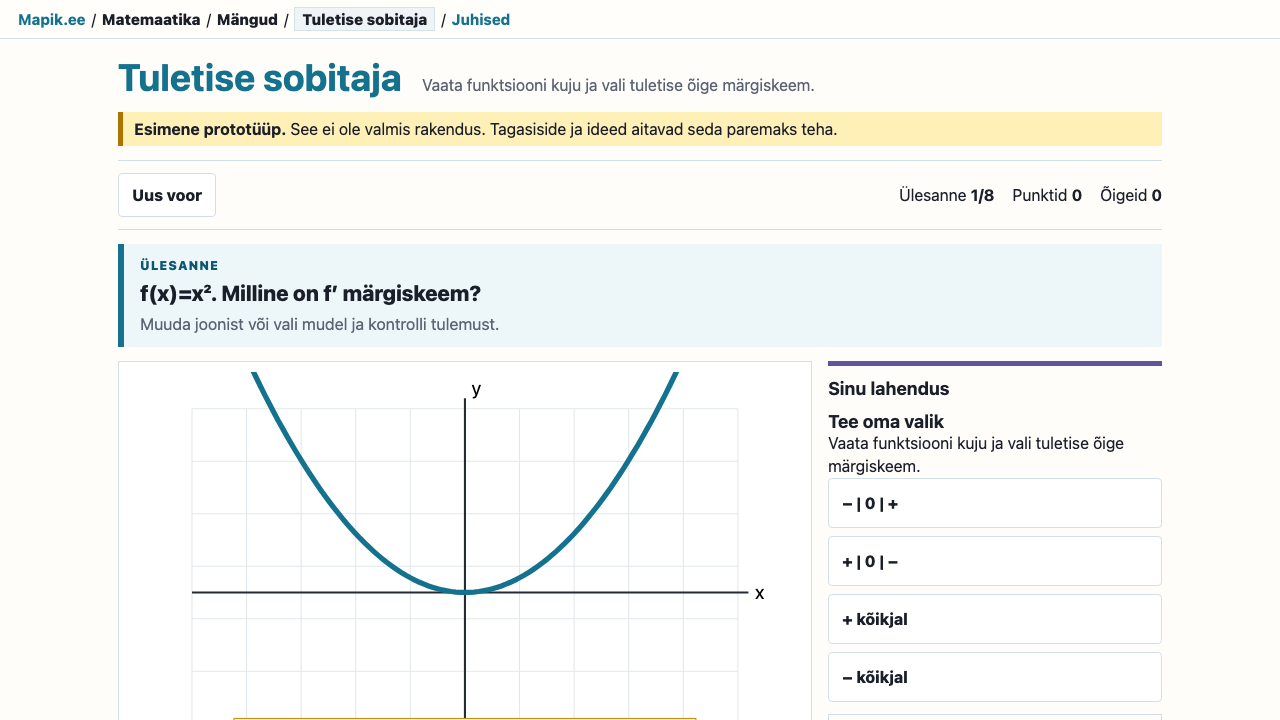 „Tuletise sobitaja“ vaade