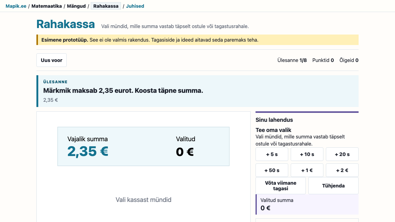 „Rahakassa“ vaade