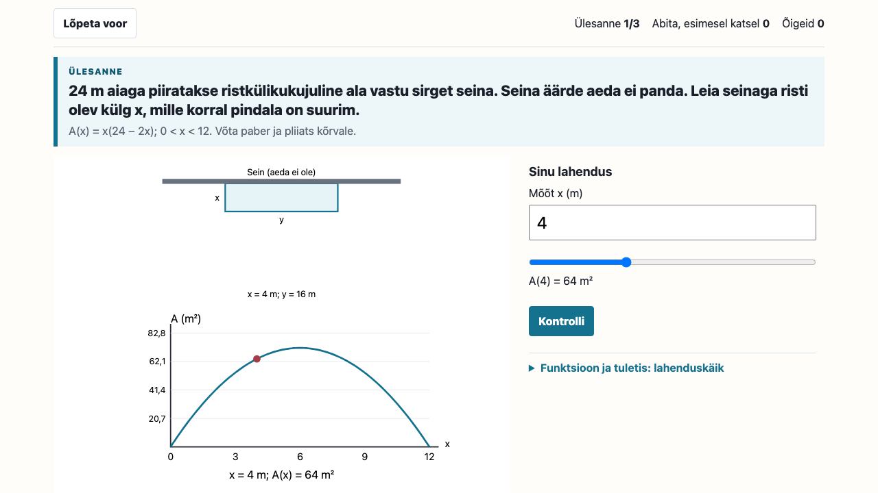 „Ekstreemumi kujundaja“ vaade