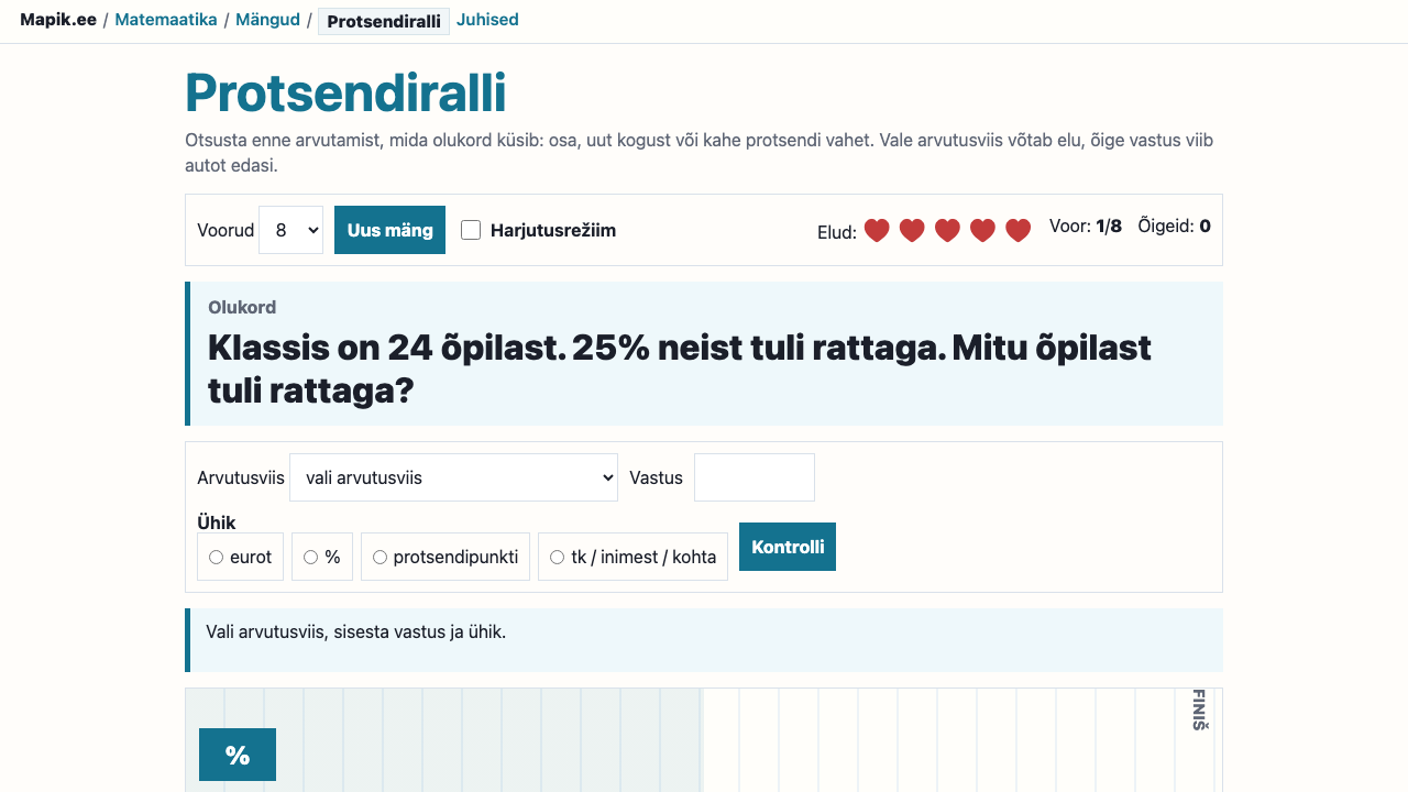 „Protsendiralli“ vaade