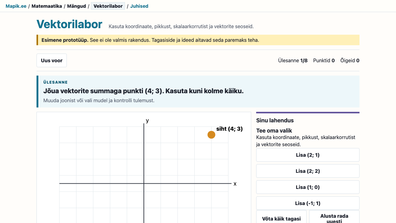 „Vektorilabor“ vaade