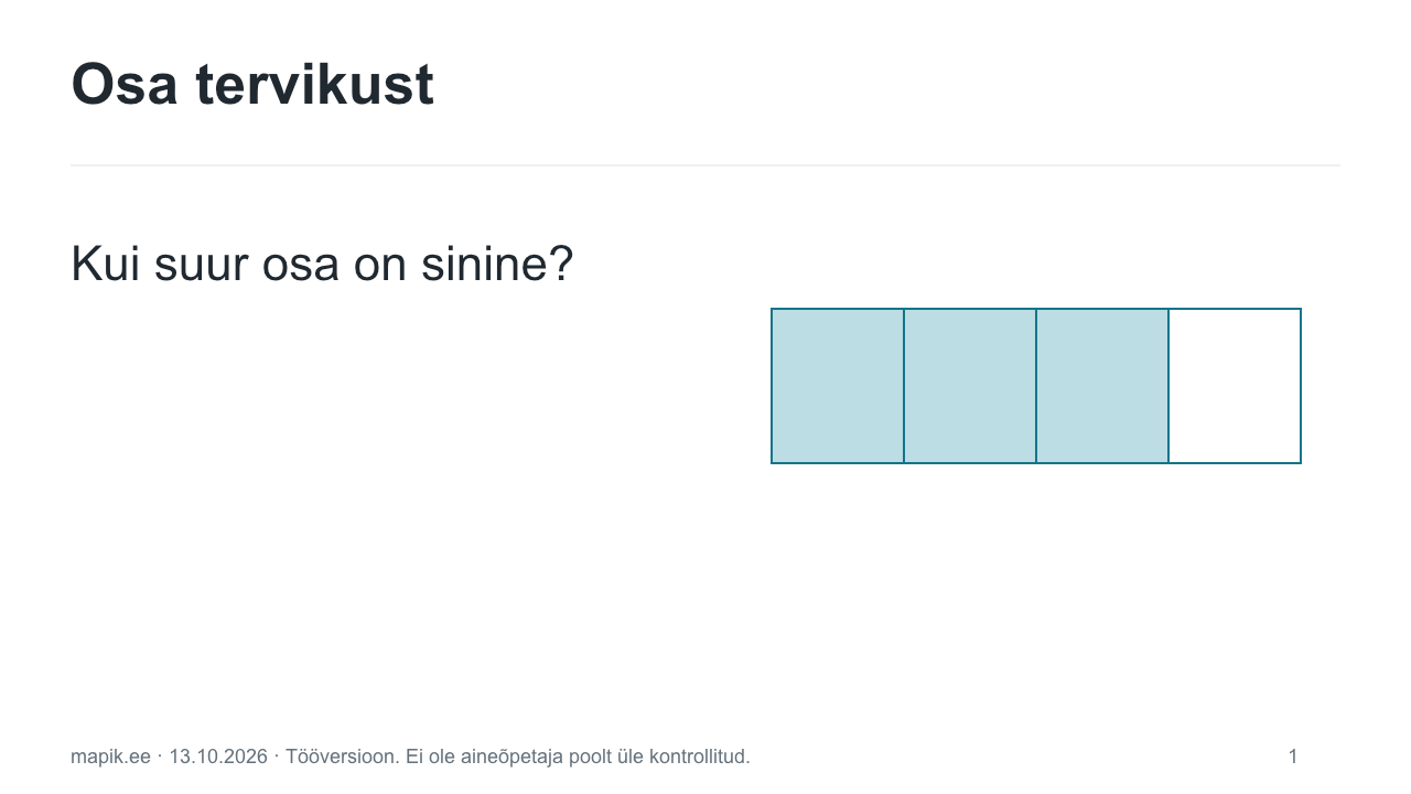 Osa tervikust. Kui suur osa on sinine?
