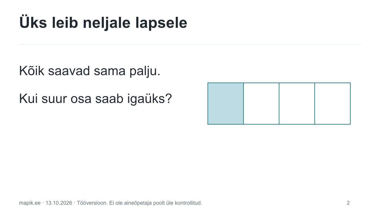 Osa tervikust: algusküsimus